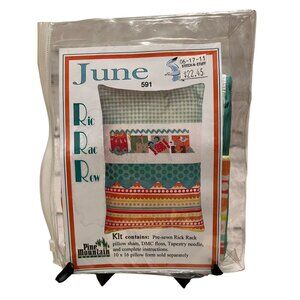 Pine Mountain June Ric Rac Row Cross Stitch Pillow Kit New